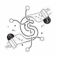 AI Driven Circuitry and Dollar Sign concept as An abstract featuring interconnected circuitry lines merging with a dollar sign representing the intersection of AI technology pure vector
