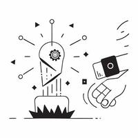 AI Driven Business Strategy concept as A glowing abstract digital art banner representing AI enhanced business strategies The scene is filled with dynamic shapes and light symboli pure vector