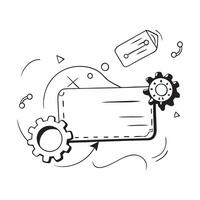 AI Driven Automation Border Frame concept as A clean border frame with gears and digital patterns on the left and right sides leaving the center as copy space The design emphasize pure vector