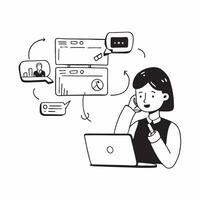 AI Driven Customer Support Interaction concept as A candid capture of a customer service representative using AI tools to assist a client The scene showcases a seamless interactio pure vector