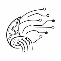 AI Driven Digital Brain Elements concept as Abstract elements representing a digital brain with circuitry and data streams The design is isolated on a white background symb pure vector