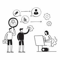 AI Driven Human Resources Meeting concept as A candid shot of an HR team using AI tools to streamline recruitment and employee management processes The scene captures the balance pure vector