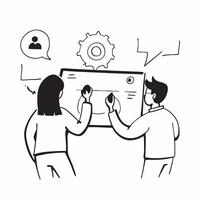 AI Driven Product Launch Planning concept as A candid shot of a team planning a product launch using AI tools The scene captures the energy and collaboration highlighting the inte pure vector