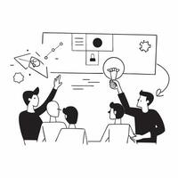 AI Driven Marketing Strategy Session concept as A candid shot of a marketing team in a brainstorming session focused on implementing AI driven strategies while managing costs The pure vector