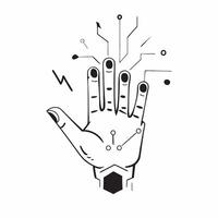 AI Driven Robotic Hand Elements concept as Abstract elements featuring a robotic hand with glowing digital circuits The design is isolated on a white background symbolizing pure vector