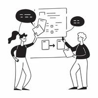 AI Driven Project Management concept as A candid shot of a project management team discussing the integration of AI tools into their workflow with a focus on balancing innovation w pure vector