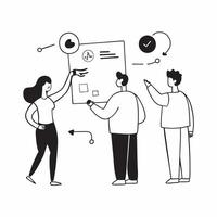 AI Enhanced Customer Journey Mapping concept as A candid capture of a team mapping out customer journeys using AI analytics The scene highlights collaboration and creativity empha pure vector