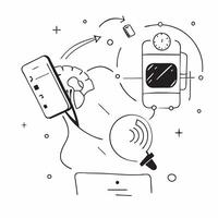 AI Enhanced Workspace Background concept as A glossy background of a modern office space with AI powered devices seamlessly integrated into the workspace The scene highlights inno pure vector