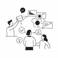 AI Enhanced Human Resources Meeting concept as A candid shot of an HR team using AI tools to discuss employee engagement strategies The scene captures the focus on personalization pure vector