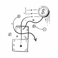 AI Financial Circuit and Dollar Flow concept as An abstract showing a financial circuit connected to a flowing dollar symbol representing the integration of AI in streamlini pure vector