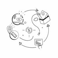 AI Fintech and Dollar Symbols Frame concept as A modern border frame featuring fintech icons linked with dollar symbols creating a financial themed design with ample copy space in pure vector