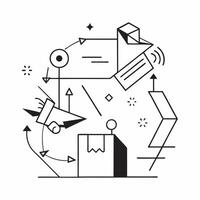 AI in Logistics concept as A glowing abstract digital art banner showcasing AIs impact on logistics The scene features dynamic lines and vibrant light symbolizing efficiency speed pure vector