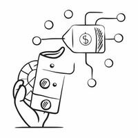 AI Machine Learning with Dollar Sign concept as A featuring machine learning algorithms connected to a dollar sign symbolizing the role of AI in automating financial process pure vector