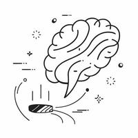 AI Powered Brainwave concept as A clean abstract of glowing brainwave lines intertwined with digital circuitry The design is isolated on a white background symbolizi pure vector