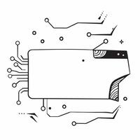 AI Powered Circuit Frame concept as A clean border frame featuring intricate digital circuits on the left and right sides leaving ample copy space in the center The design symboli pure vector