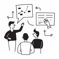 AI Powered Business Strategy Meeting concept as A candid capture of a business strategy team discussing the implementation of AI tools to drive growth while managing costs The sce pure vector