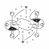 AI Powered Digital Twin concept as A minimalistic abstract featuring digital twin elements with mirrored data streams and connections The design is isolated on a whi pure vector