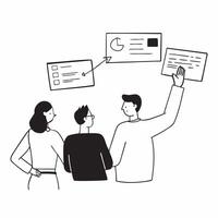 AI Powered Data Management Meeting concept as A candid capture of a data management team discussing the implementation of AI tools to optimize data processing while controlling cos pure vector