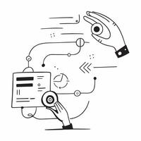 AI Powered Human Machine Interface concept as A minimalistic abstract featuring elements of human machine interaction with digital interfaces and biometric patterns pure vector