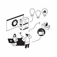 AI Powered Logistics Planning concept as A candid capture of a logistics team using AI tools to plan and optimize supply chain processes with a focus on cost management The scene pure vector