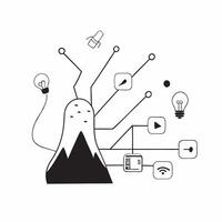 AI Powered Smart City concept as A minimalistic abstract featuring smart city elements with digital connections and network patterns The design is isolated on a whit pure vector