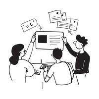 AI Powered Team Collaboration concept as A candid shot of a team gathered around a table brainstorming with visuals projected on a screen The scene captures spontaneo pure vector