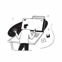Architect designing a project in a glossy flexible workspace concept as Camera movement Zoom into the architect screen as they work on a digital blueprint Scene A high tech and cr pure vector