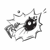 Bat and Spider with Fright Text concept as An isolated featuring a bat and a spider with the word Fright in a jagged font The elements are set against a white background id pure vector