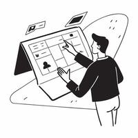Architect reviewing blueprints in a glossy virtual meeting concept as Camera movement Zoom into the architect screen showing detailed blueprints with a glossy polished background pure vector