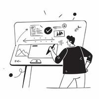 Architect designing a project in a glossy flexible workspace concept as Camera movement Zoom into the architect screen as they work on a digital blueprint Scene A high tech and cr pure Set 2 vector