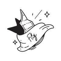 Bat and Witchs Hat with Fly Text concept as An isolated featuring a bat and a witchs hat with the word Fly in a sleek modern font The elements are set against a white backg pure vector