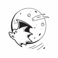 Bat and Full Moon with Fear Text concept as An isolated featuring a bat flying across a full moon with the word Fear in a bold scary font The elements are set against a whi pure vector