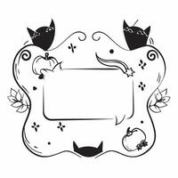 Black Cat and Pumpkin Border with Beware Text concept as A sleek border frame featuring black cats and pumpkins around the edges with the word Beware in a bold mysterious font The pure vector