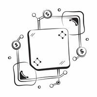 Blockchain and Dollar Path Frame concept as A sleek border frame featuring blockchain nodes connected by dollar paths creating a modern financial design with ample copy space in th pure vector