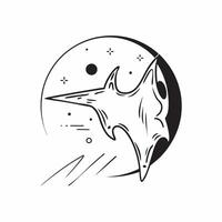 Bat and Full Moon with Midnight Text concept as An isolated featuring a bat flying across a full moon with the word Midnight in a sleek dark font The elements are set again pure vector