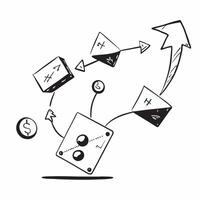 Blockchain and Financial Growth Arrow concept as An abstract showing blockchain nodes interconnected with a financial growth arrow symbolizing the transformative effect of b pure vector