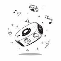 Bluetooth speaker with holographic music controls hovering concept as A Bluetooth speaker is centered on a white surface with holographic music control icons floating just above T pure vector
