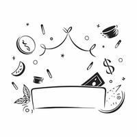 Border frame with financial symbols for Dhanteras with copy space concept as Camera movement Pan across the financial symbols Scene Isolated white background with ample copy space pure vector