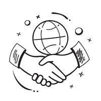 Border frame with handshake and globe for Partnership and copy space concept as A border frame featuring a handshake and globe representing Partnership The design elements frame a pure vector