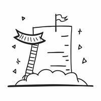Border frame with ladder and flag for Success and copy space concept as A border frame featuring a ladder leading to a flag representing Success The design elements frame a centra pure vector