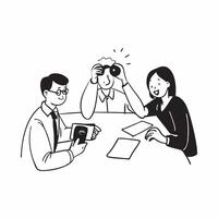 Business team in a candid discussion during a meeting concept as A candid shot capturing a business team in the middle of a lively discussion during a meeting The camera is positi pure vector
