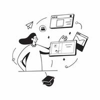 Businesswoman in a glossy flexible workspace setting concept as Camera movement Zoom into the businesswoman interacting with digital tools Scene A polished and sophisticated works pure Set 2 vector