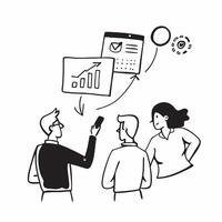 Candid AI Enhanced Performance Review concept as A candid capture of a management team conducting a performance review using AI tools The scene highlights the focus on data driven pure vector
