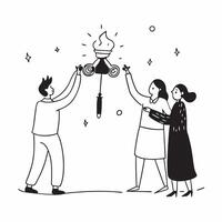 Candid Ravana Effigy Lighting Ceremony concept as A candid shot capturing the moment a Ravana effigy is lit during Dussehra with participants gathered around in anticipation The i pure vector