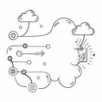 Cloud and Circuit Path Frame concept as A minimalistic border frame featuring cloud icons connected by circuit paths leaving ample copy space in the center The design highlights t pure vector