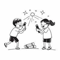 Children playing with Diwali crackers and glossy effects concept as Camera movement Zoom into the children happy faces and crackers Scene Glossy illuminated background with festiv pure Set 2 vector