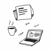 Coffee Mug and Laptop with Remote Work Text concept as A coffee mug and laptop with Remote Work text on a white background highlighting the blend of comfort and technology in remot pure Set 3 vector