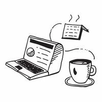 Coffee Mug and Laptop with Remote Work Text concept as A coffee mug and laptop with Remote Work text on a white background highlighting the blend of comfort and technology in remot pure Set 4 vector