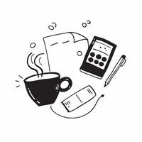 Coffee Mug and Planner with Remote Work Text concept as A coffee mug and planner with Remote Work text on a white background symbolizing the blend of comfort and organization in re pure Set 3 vector