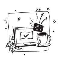 Coffee mug and laptop with Work Life Balance text in a border frame with copy space concept as Camera movement Pan across the coffee mug and laptop focusing on the text Scene Rela pure Set 2 vector